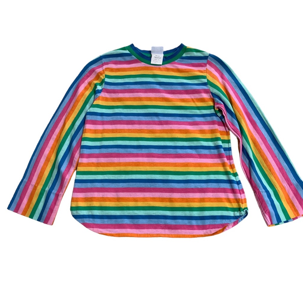 Vintage 70s Girls Multi Colored Long Sleeve Cotton Shirt